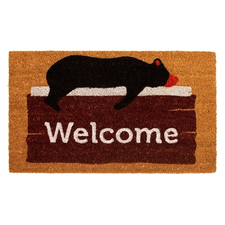 Configuracion 17 x 29 in. Lazy Bear Welcome Rectangular Doormat Multi Color CO3366324